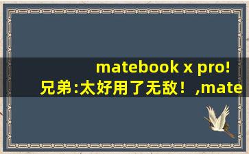 matebook x pro!兄弟:太好用了无敌！,matebookxpro2022参数